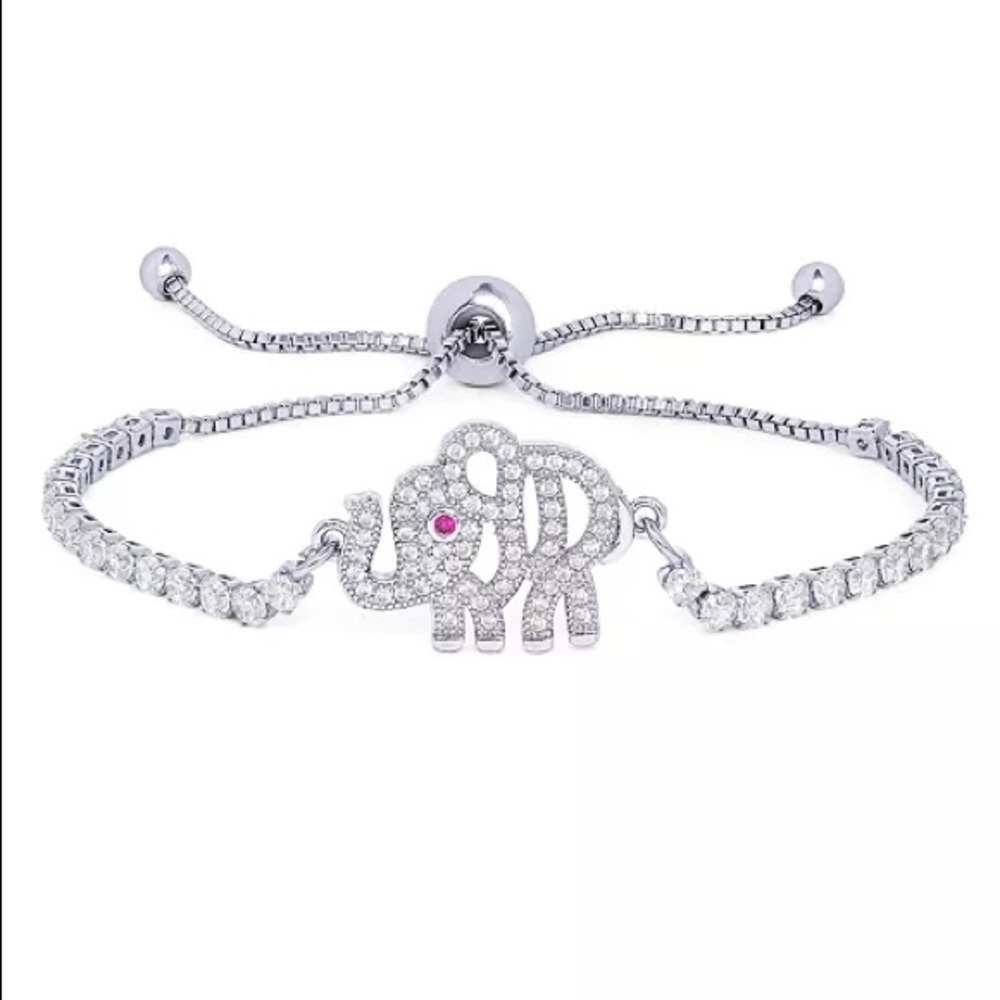 Elephant Adjustable Bracelet in Fine Silver Plate